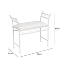 Banqueta pie de cama de metal blanco tapizado en algodón blanco de 74 cm