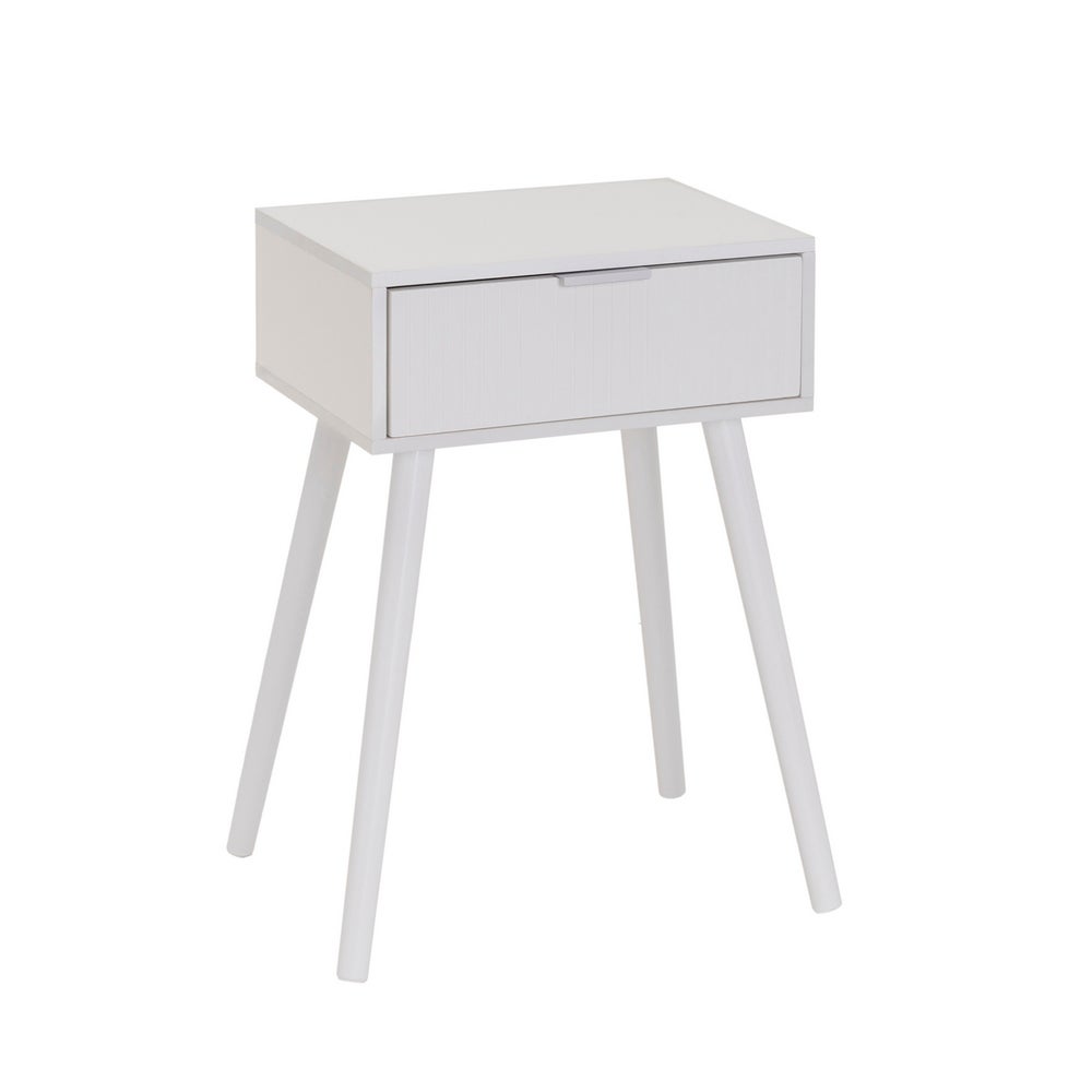 Mesita de noche de 1 cajón con laminado color blanco de 45x35x59cm
