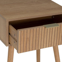 Mesinha de cabeceira branca com 1 gaveta e pernas altas de 45x35x59 cm