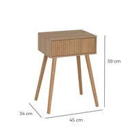 Mesinha de cabeceira branca com 1 gaveta e pernas altas de 45x35x59 cm