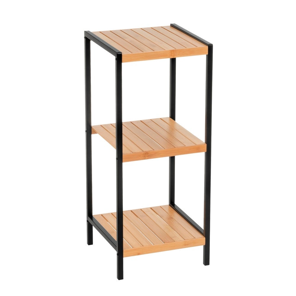 Estantería de bambú y metal negro con 3 baldas de 30x30x70 cm