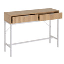 Consola de madera y metal natural con 2 cajones 100x30x75 cm