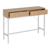 Consola de madera y metal natural con 2 cajones 100x30x75 cm