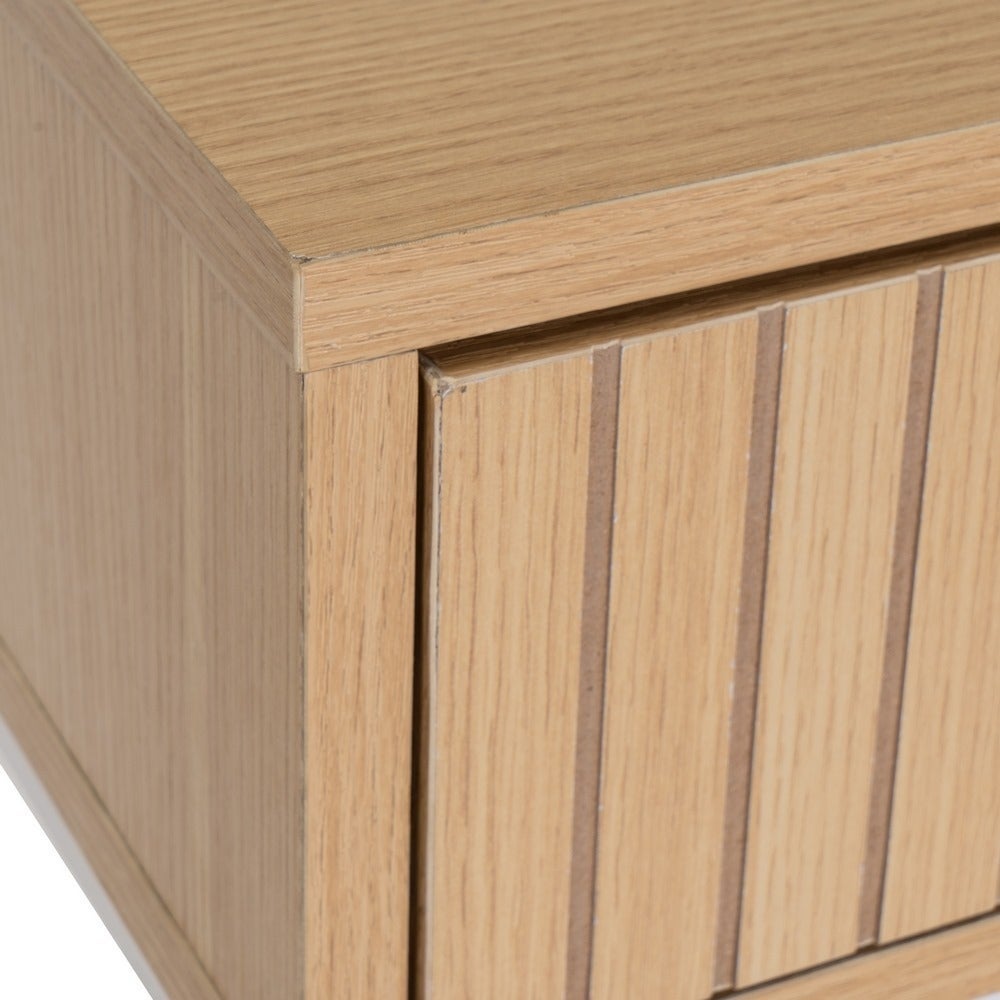 Consola de madera y metal natural con 2 cajones 100x30x75 cm