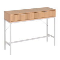 Consola de madera y metal natural con 2 cajones 100x30x75 cm
