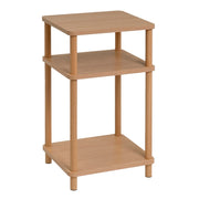 Mesa de canto em madeira 34x30x56 cm com prateleiras