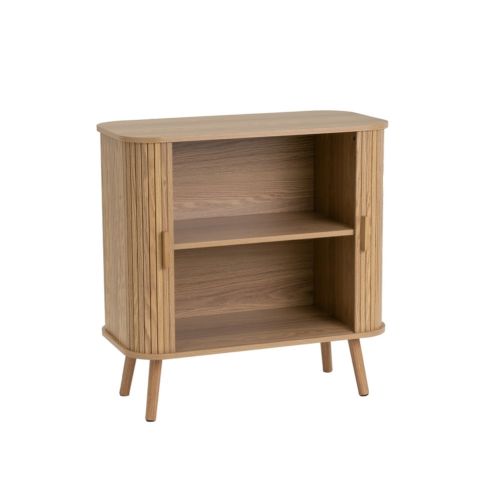 Consola aparador Elia color roble con puertas enrollables de 80x40x80 cm