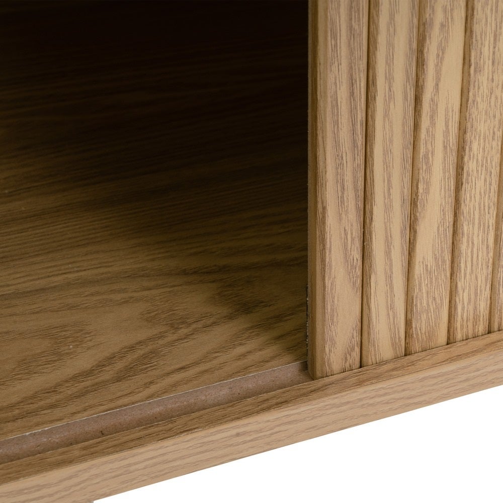 Consola aparador Elia color roble con puertas enrollables de 80x40x80 cm