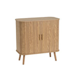 Consola aparador Elia color roble con puertas enrollables de 80x40x80 cm