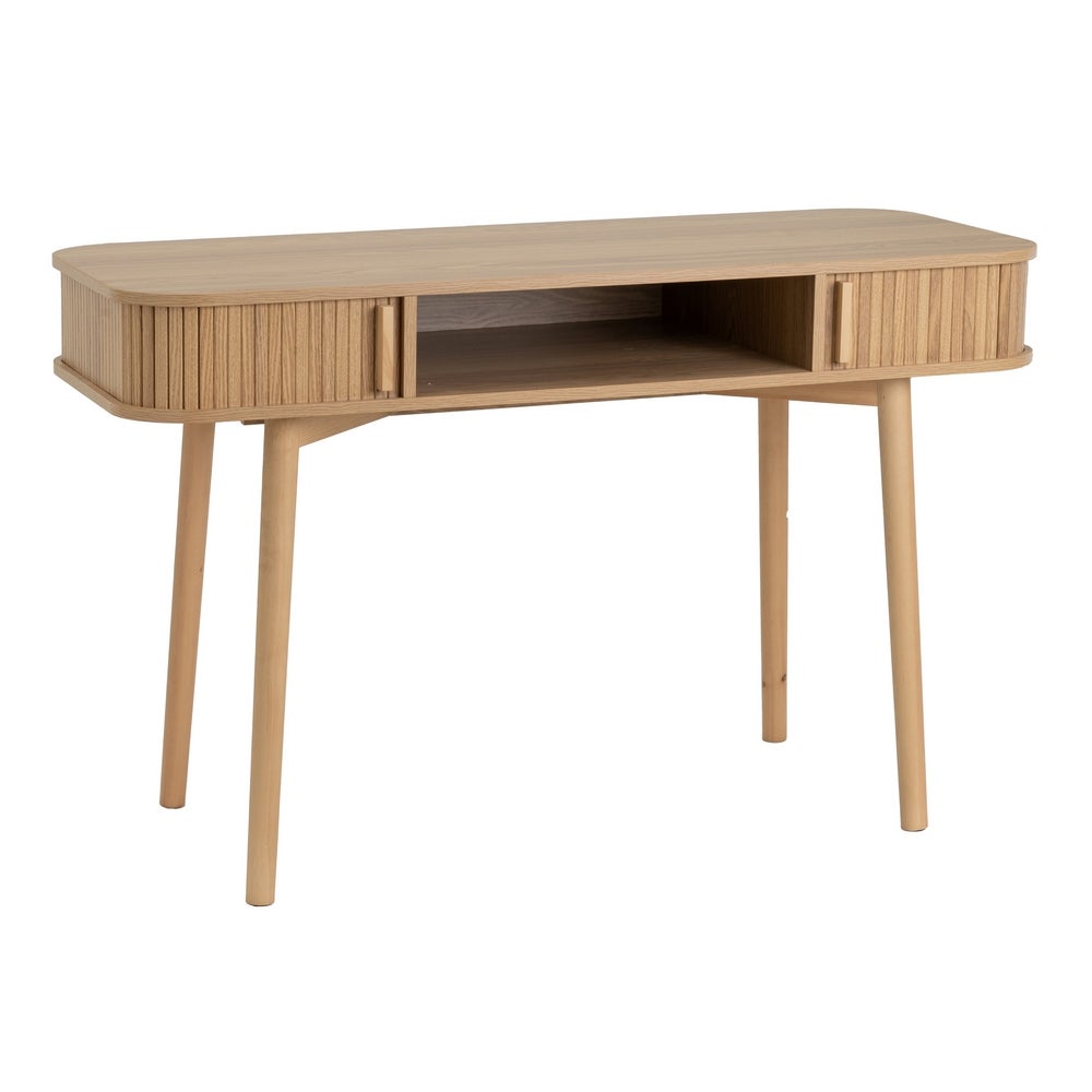 Escritorio de madera MDF color roble de 2 puertas de 120x50x75 cm