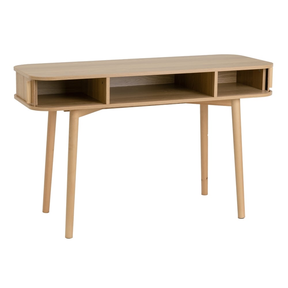 Escritorio de madera MDF color roble de 2 puertas de 120x50x75 cm