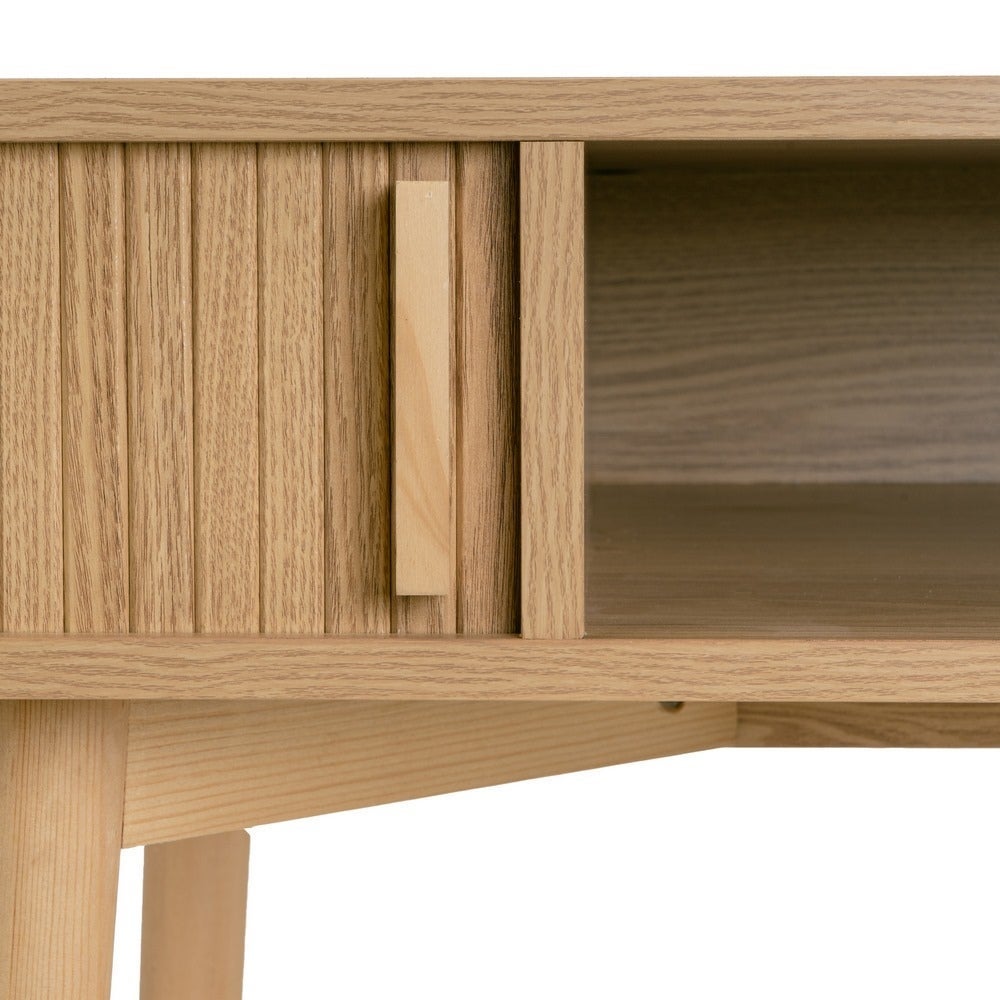 Escritorio de madera MDF color roble de 2 puertas de 120x50x75 cm