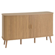 Aparador auxiliar de MDF color roble con puertas persiana de 140x40x81 cm