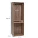 Armario color natural con barra y pantalonero de 60x45x180 cm