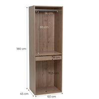 Armario color natural con barra y pantalonero de 60x45x180 cm