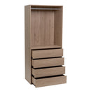 Armario modular natural de MDF con barra y 4 cajones 80x45x180 cm