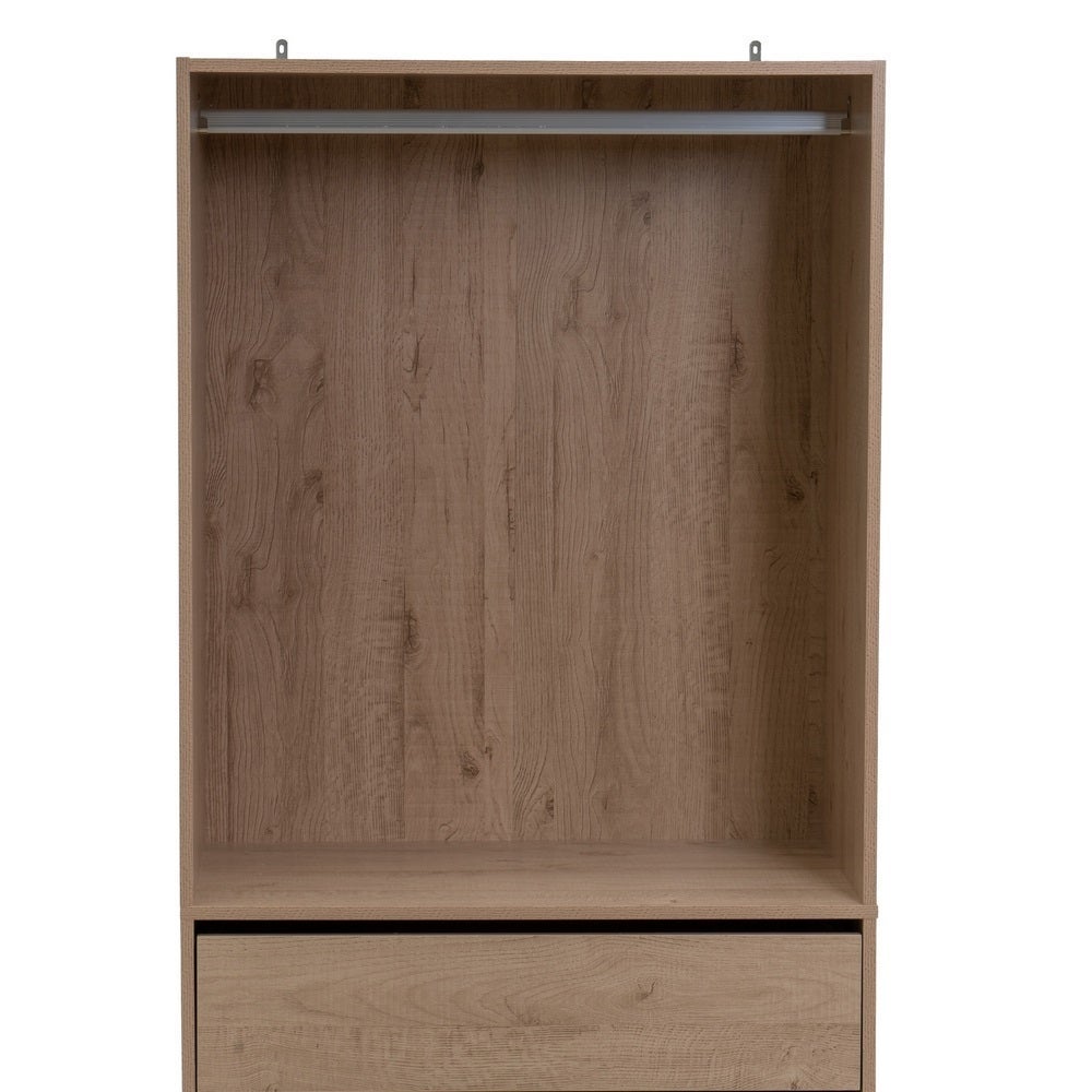 Armario modular natural de MDF con barra y 4 cajones 80x45x180 cm