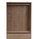 Armario modular natural de MDF con barra y 4 cajones 80x45x180 cm