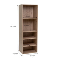 Armario modular natural de madera con 5 estantes 60x45x180 cm