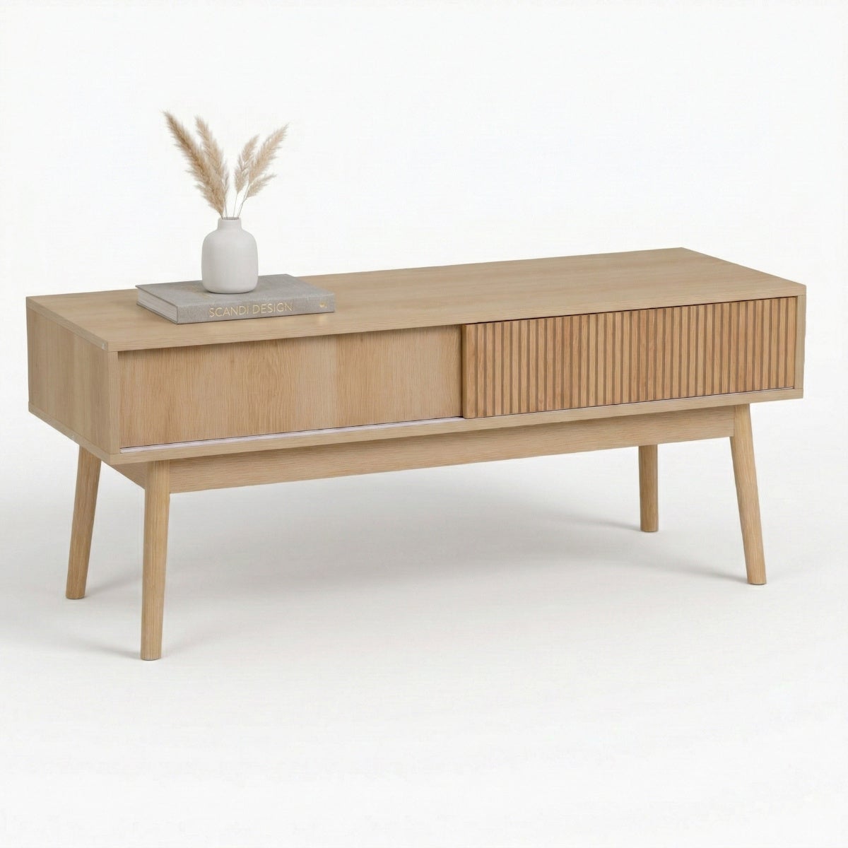 Mueble TV Naroa color roble 2 puertas correderas de 115x40x48 cm
