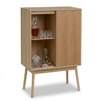 Mueble bar Naroa color roble con 2 puertas correderas 80x40x120cm