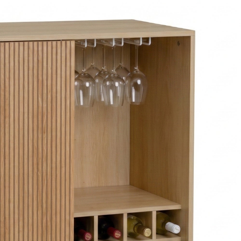 Mueble bar Naroa color roble con 2 puertas correderas 80x40x120cm