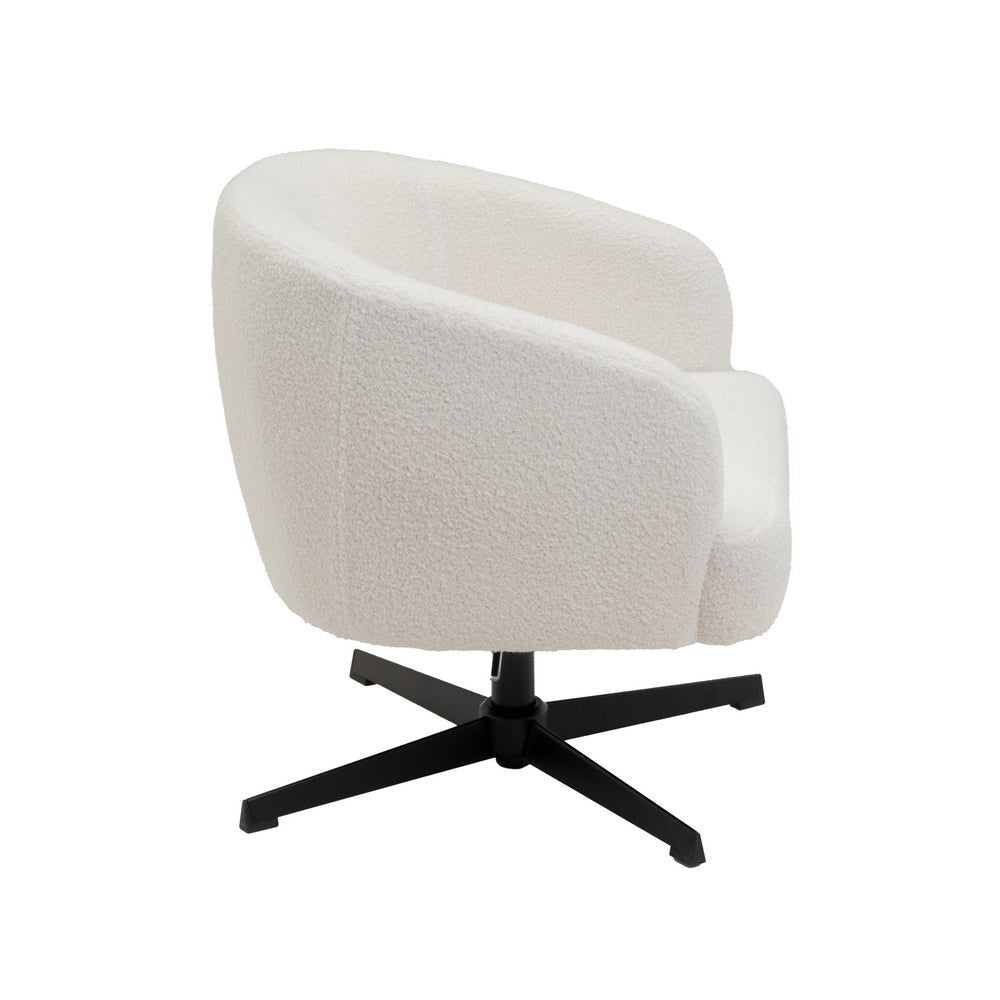 Sillón giratorio regulable en altura tapizado borreguito blanco