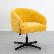 Sillón giratorio regulable en altura tapizado chenilla mostaza