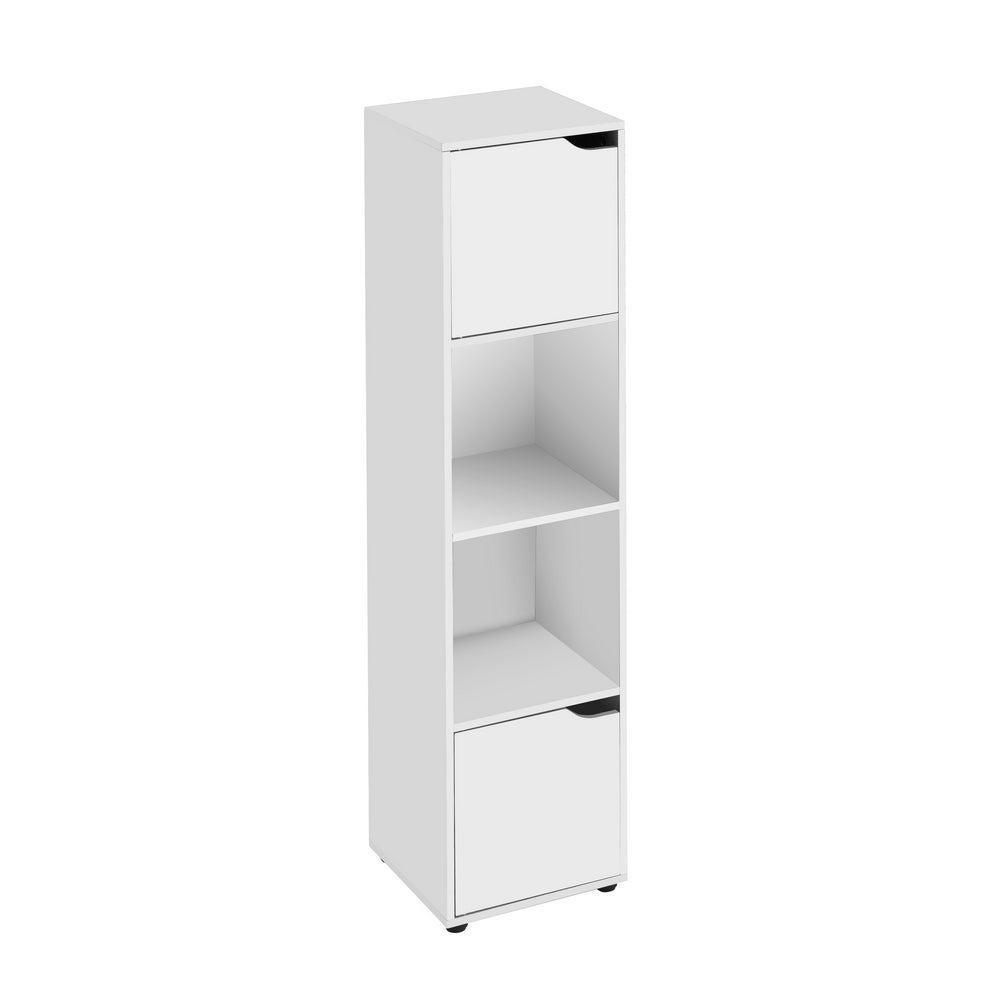 Estantería cubo 2 puertas de madera color banco de 120x30x29 cm