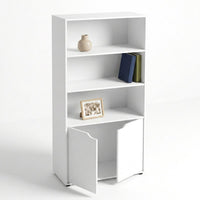Estantería librería 2 puertas de MDF blanca de 59x29x119 cm