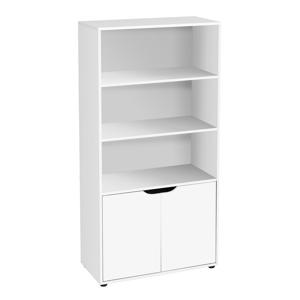 Estantería librería 2 puertas de MDF blanca de 59x29x119 cm