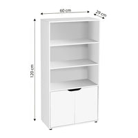 Estantería librería 2 puertas de MDF blanca de 59x29x119 cm