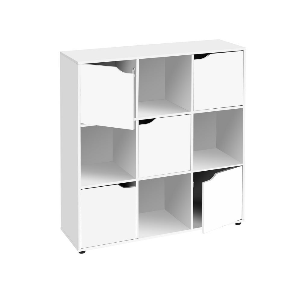Estantería diseí±o cubo con 5 puertas de MDF blanca de 89x29x90 cm