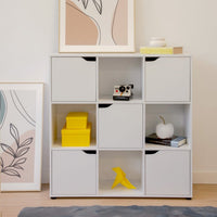 Estantería diseí±o cubo con 5 puertas de MDF blanca de 89x29x90 cm