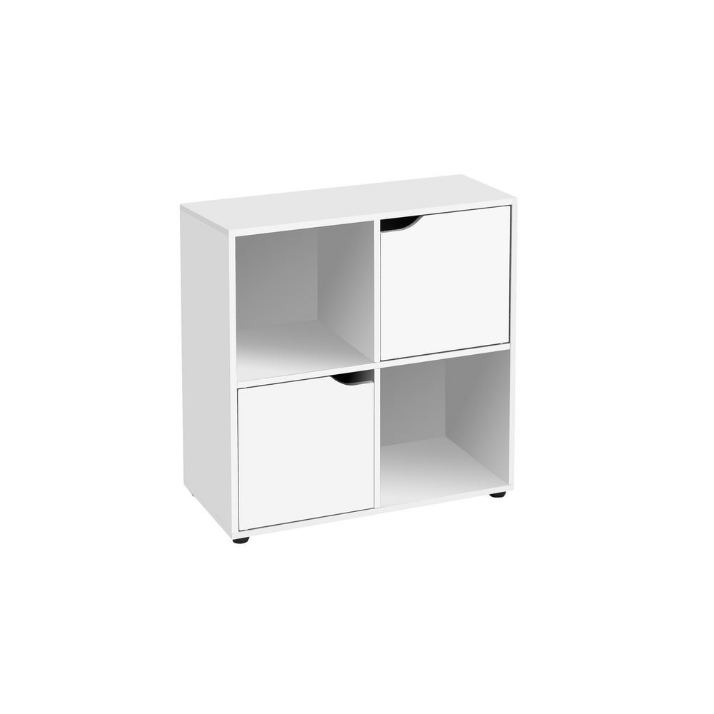 Estantería diseño cubo con 2 puertas de MDF blanca de 60x30x62 cm