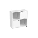 Estantería diseño cubo con 2 puertas de MDF blanca de 60x30x62 cm