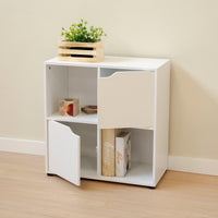 Estantería diseño cubo con 2 puertas de MDF blanca de 60x30x62 cm