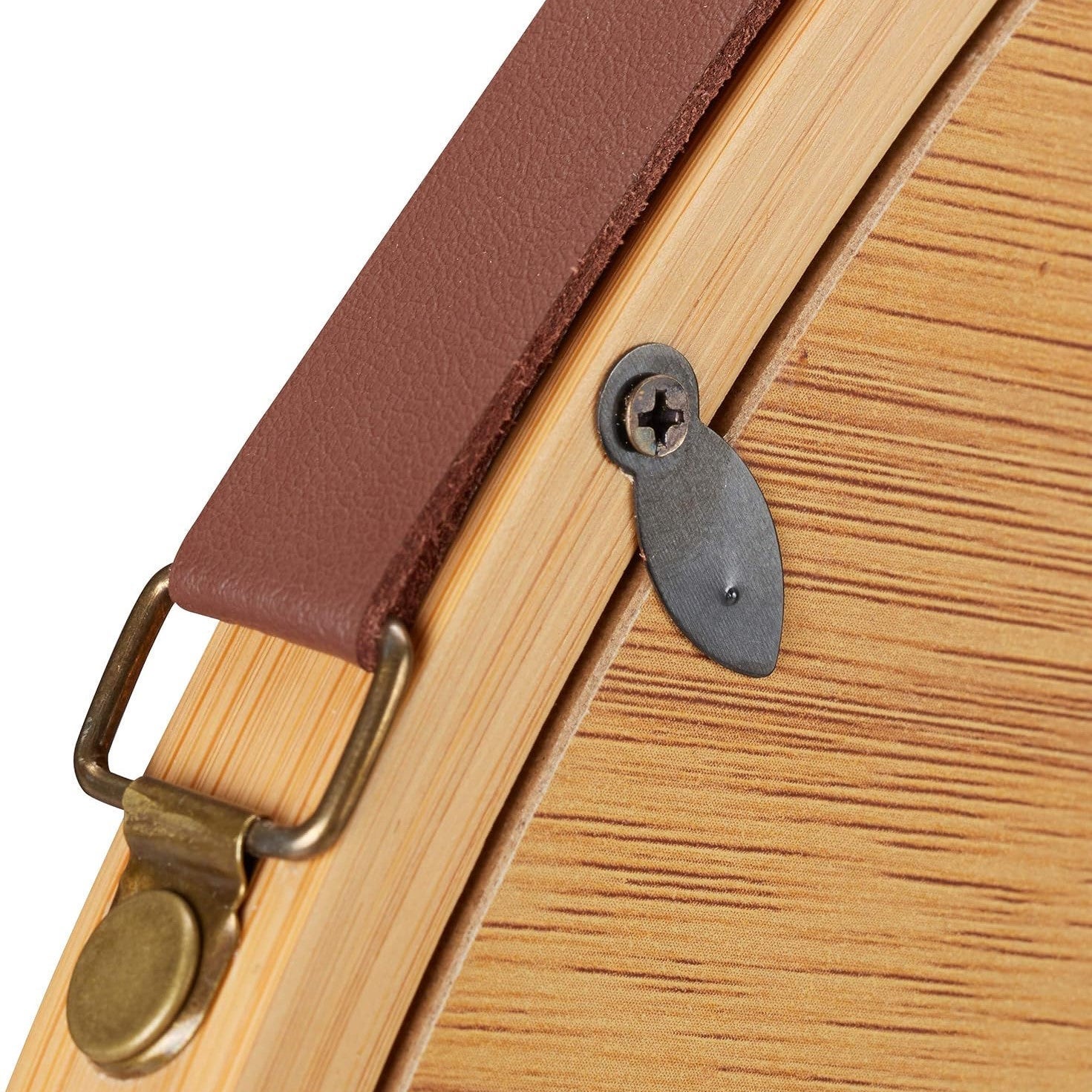 Espejo redondo de pared de bambú natural de 60 cm con correa ajustable