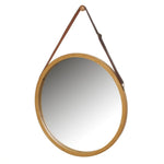 Espejo redondo de pared de bambú natural de 60 cm con correa ajustable