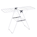 Tendedero plegable con 2 alas y estante inferior de metal blanco
