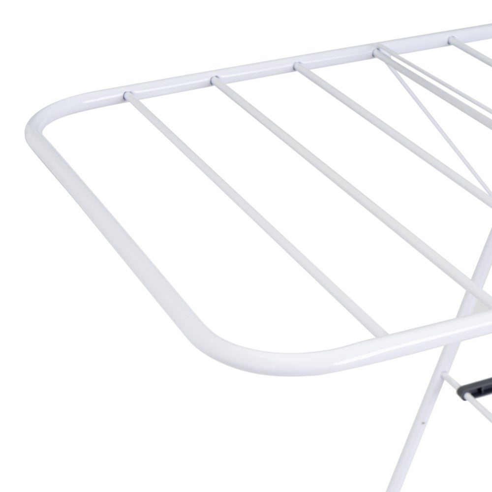 Tendedero plegable con 2 alas y estante inferior de metal blanco