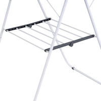 Tendedero plegable con 2 alas y estante inferior de metal blanco