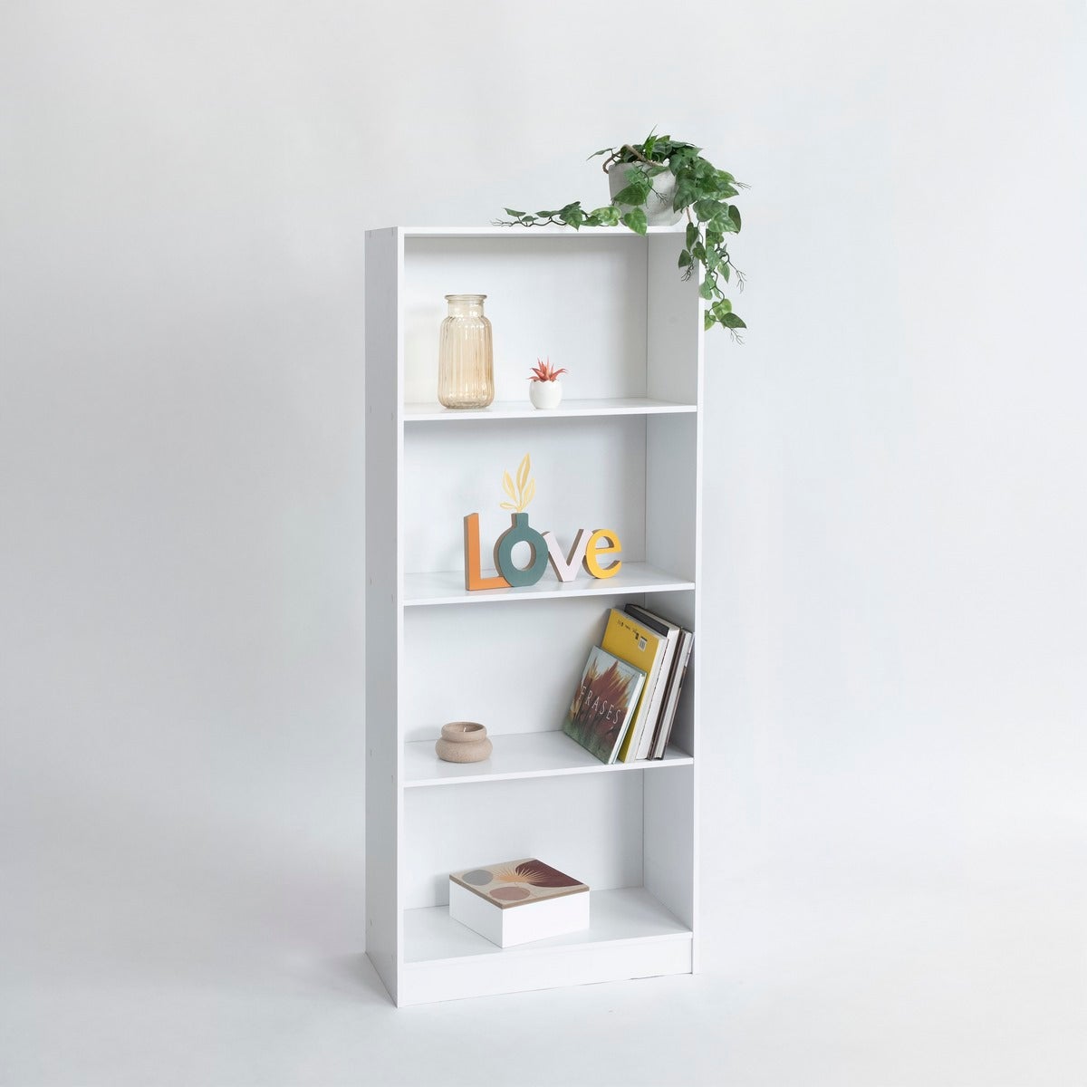 Estante de 4 prateleiras em MDF branco de 60x147 cm