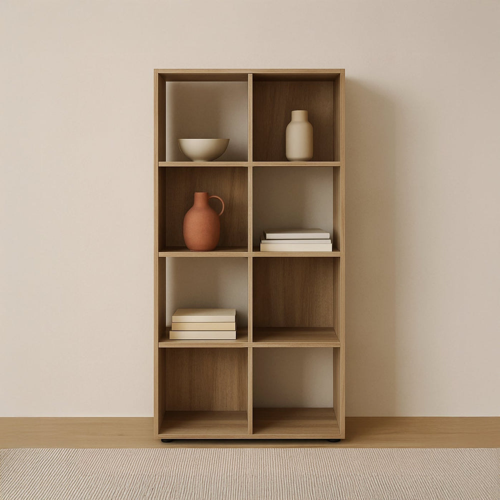 Estantería cubo con estantes de MDF color natural de 60x120 cm