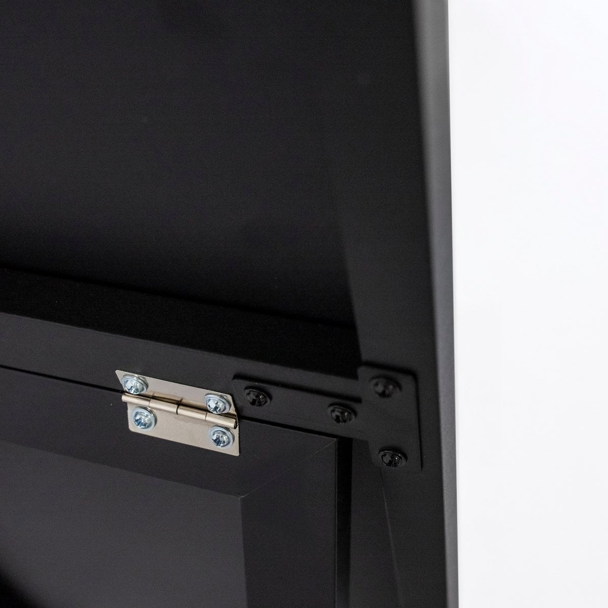 Espejo de pie vestidor negro con moldura y pie plegable de 151 cm