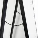 Espejo de pie vestidor negro con moldura y pie plegable de 151 cm