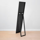 Espejo de pie vestidor negro con moldura y pie plegable de 151 cm