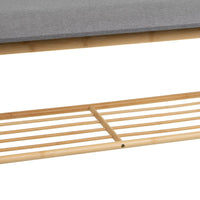Banco zapatero de bambú marrón y gris con asiento
