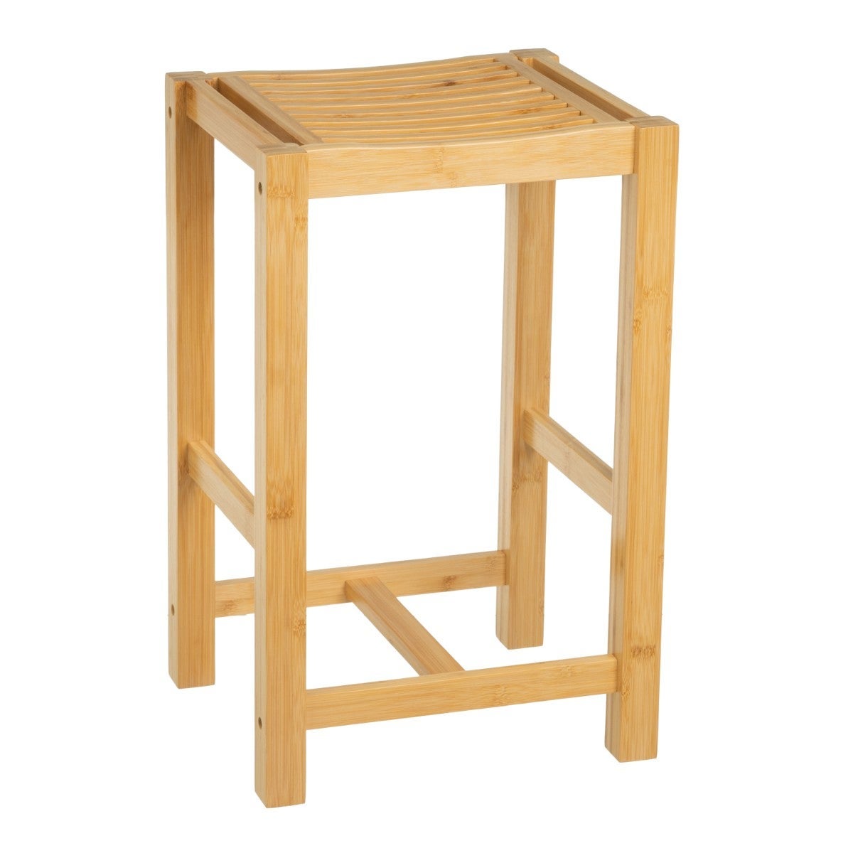 Taburete de bambú marrón 35x30x55 cm, soporta hasta 100 kg