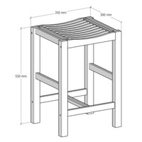 Taburete de bambú marrón 35x30x55 cm, soporta hasta 100 kg
